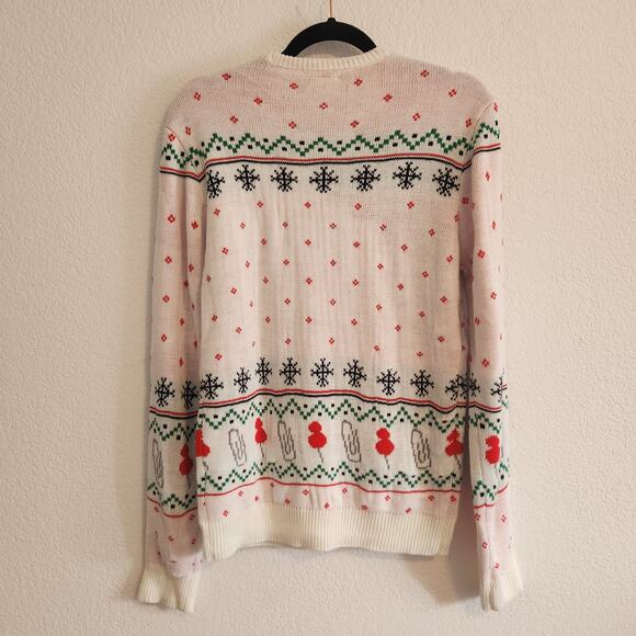 The Office Dunder Mifflin‎ Men's Size Small Ugly Christmas Sweater White New - Picture 5 of 5